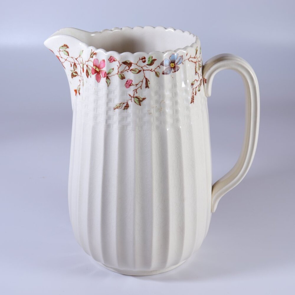 Copeland Spode England Wicker Dale Chelsea Wicker Shape Floral Rim Small Pitcher